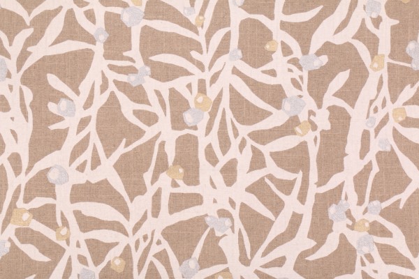 Waverly Zen Spirit Printed Linen Blend Drapery Fabric in Chalk