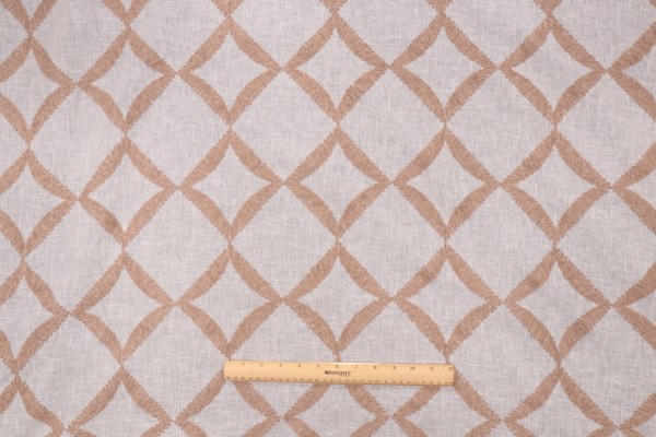 PK Lifestyles Corded Diamond Semi-Sheer Embroidered Drapery Fabric in Natural