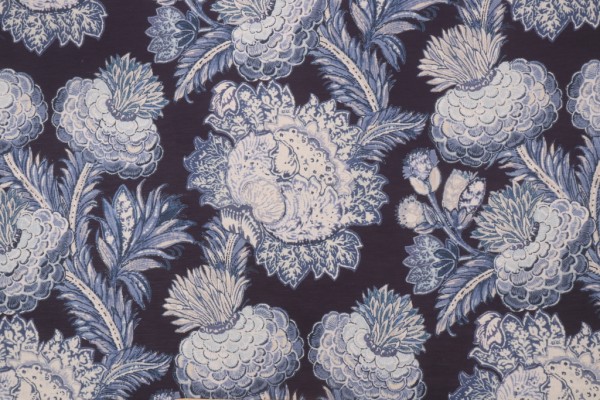PK Lifestyles Balinese Garden Printed Linen Blend Drapery Fabric in Midnight