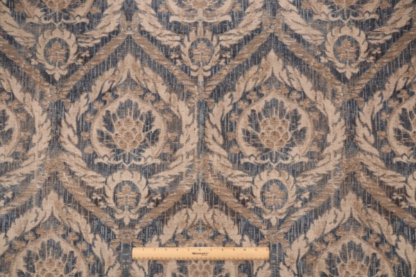 Waverly French Quarter Printed Cotton Drapery Fabric in Antique Blue