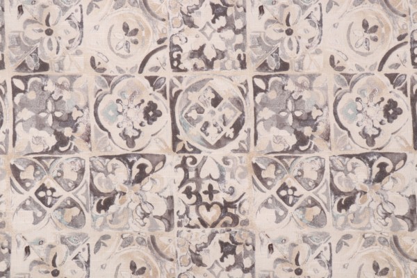 Click for 0.88 Yards Ellen Degeneres Petra Tile Printed Cotton Drapery Fabric in Smoke Ellen Degeneres Petra Tile Printed Cotton Drapery Fabric in Smoke