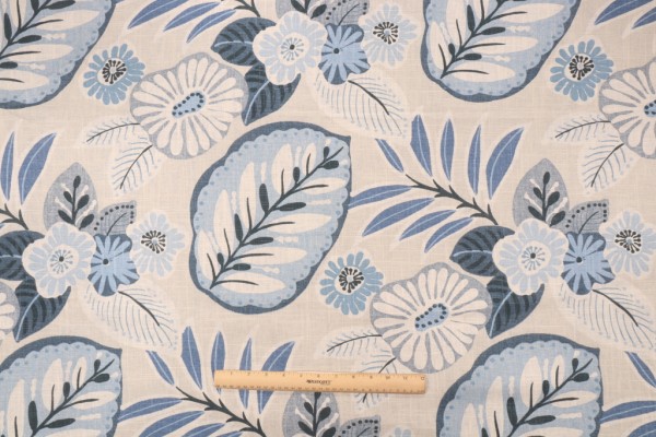 Richloom Tracey Printed Linen Blend Drapery Fabric in Horizon