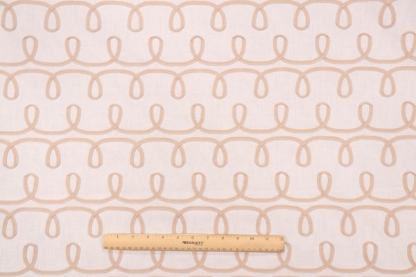 PK Lifestyles Loop & Lace Embroidered Drapery Fabric in Parchment