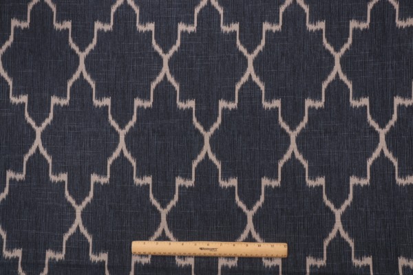 Lacefield Monaco Printed Cotton Drapery Fabric in Sapphire