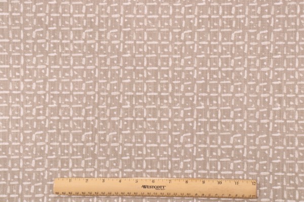 Click for 0.63 Yards Lacefield Diaz-Chatham White Printed Cotton Linen Drapery Fabric in Latte Lacefield Diaz-Chatham White Printed Cotton Linen Drapery Fabric in Latte