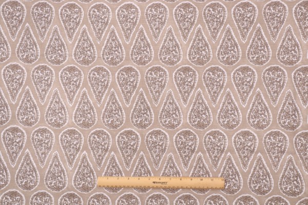 Lacefield Anya Printed Cotton Drapery Fabric in Sand