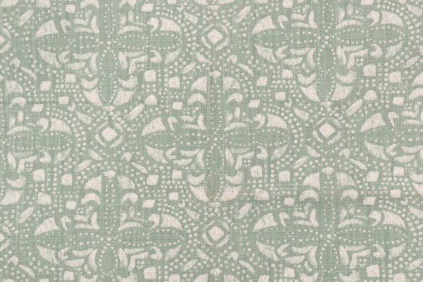 Lacefield Sandoval-Chatham White Printed Cotton Blend Drapery Fabric in Verde