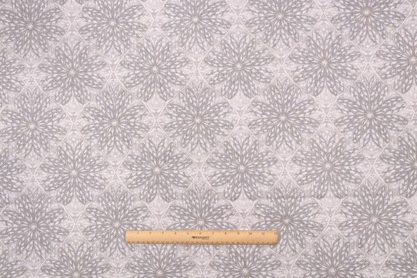 Lacefield Chella-Chatham White Printed Cotton Blend Drapery Fabric in Slate