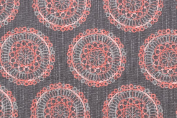 Lacefield Francesca-Chatham White Printed Cotton Blend Drapery Fabric in Slate