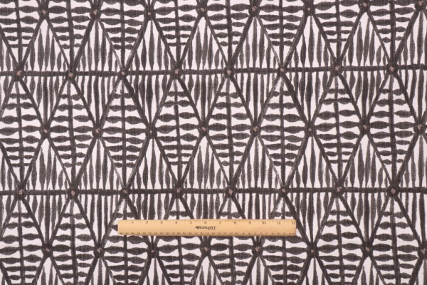 Lacefield Kona-Chatham White Printed Cotton Blend Drapery Fabric in Chromium