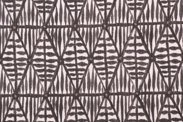 Lacefield Kona-Chatham White Printed Cotton Blend Drapery Fabric in Chromium