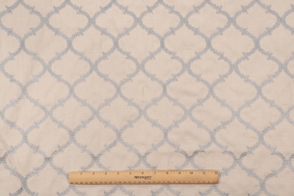 Richloom Koppel Embroidered Drapery Fabric in Aqua