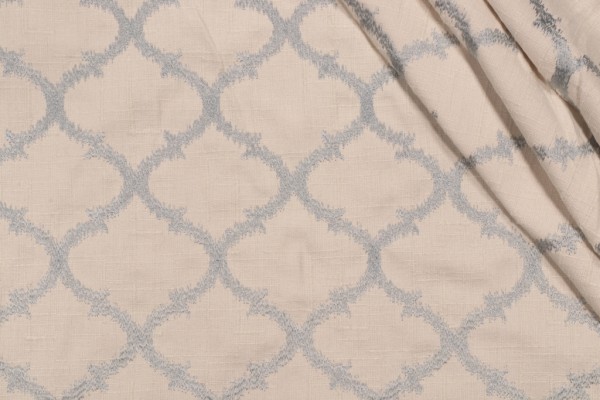 Richloom Koppel Embroidered Drapery Fabric in Aqua