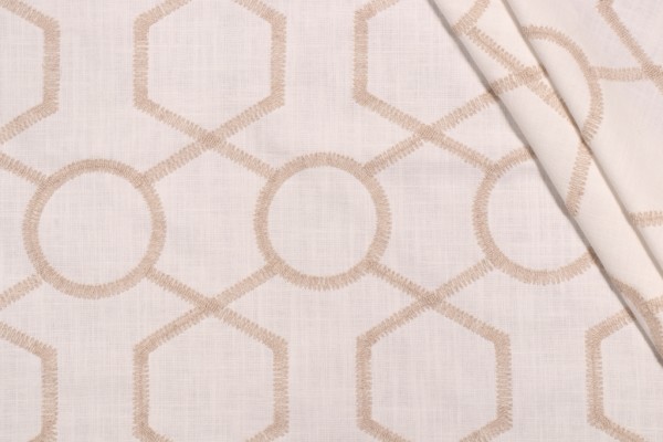 Valiant Fabrics Kendall Embroidered Drapery Fabric in Natural