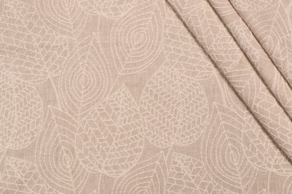 Valiant Fabrics Eden Embroidered Drapery Fabric in Linen