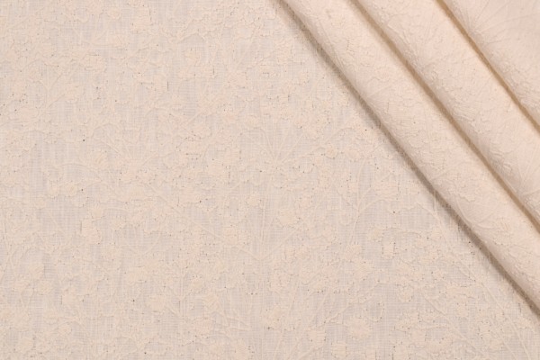 Valiant Fabrics Lola Embroidered Drapery Fabric in Cream