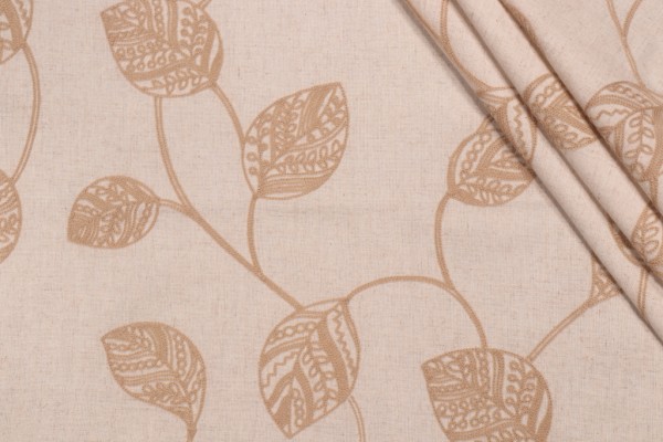 Valiant Fabrics Cassie Embroidered Drapery Fabric in Linen