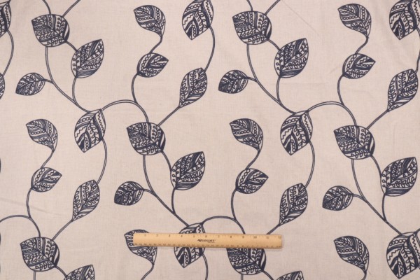 Valiant Fabrics Cassie Embroidered Drapery Fabric in Nautic