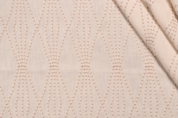 Valiant Fabrics Carlyle Embroidered Drapery Fabric in Cream