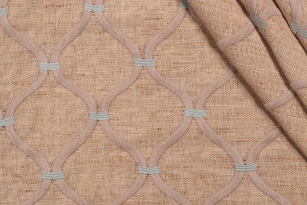 Valiant Fabrics Porter Embroidered Drapery Fabric in Burlap