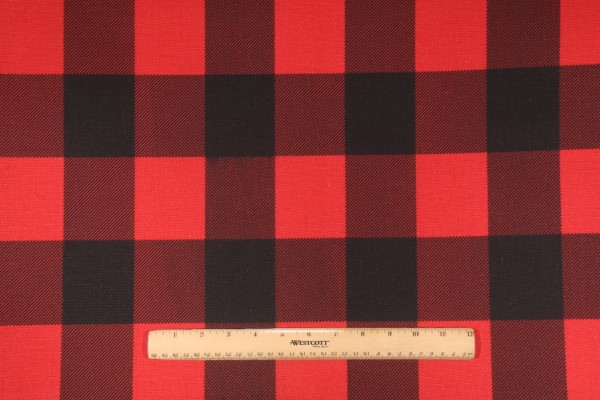 Premier Prints Buffalo Check Printed 7 oz Cotton Drapery Fabric in Red Black