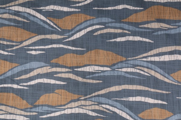 Robert Allen Lotus Hills Printed Cotton Drapery Fabric in Slate