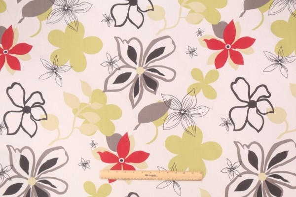 Duralee 20837 Printed Cotton Drapery Fabric in Red/Black