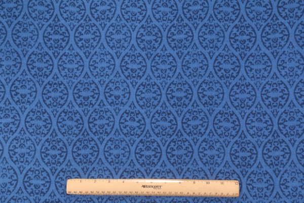 Waverly Ulla Printed Cotton Drapery Fabric in Cobalt
