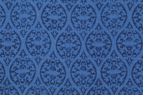 Waverly Ulla Printed Cotton Drapery Fabric in Cobalt