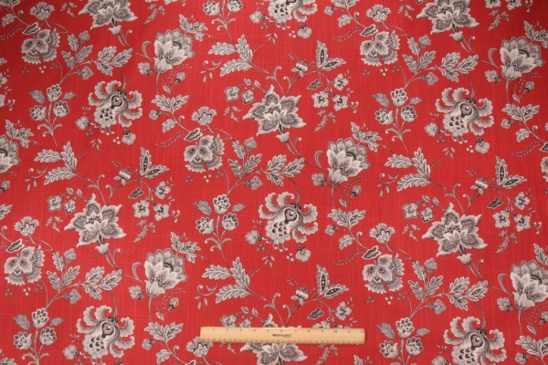 Mill Creek Silverdale Printed Cotton Drapery Fabric in Redcoat