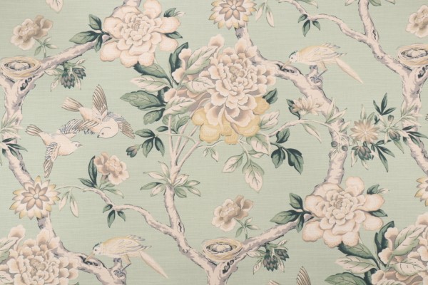 Click for 0.75 Yards Waverly Mudan Printed Cotton Drapery Fabric in Julep Waverly Mudan Printed Cotton Drapery Fabric in Julep