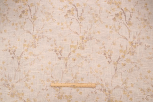Richloom Posies Printed Linen Blend Drapery Fabric in Pearl