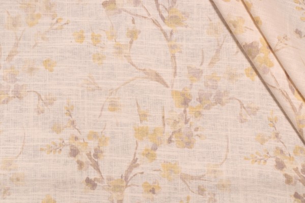 Richloom Posies Printed Linen Blend Drapery Fabric in Pearl