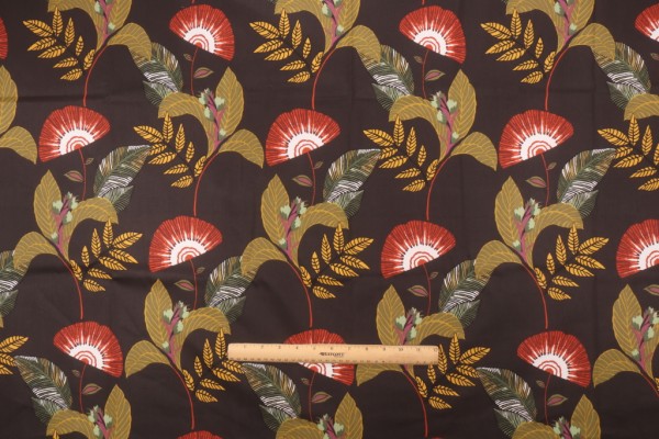 Stof France Alexine Printed Cotton Drapery Fabric in Terracotta