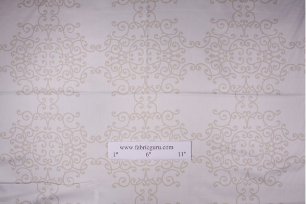 Robert Allen Soft Scrolls Printed Cotton Drapery Fabric in Birch