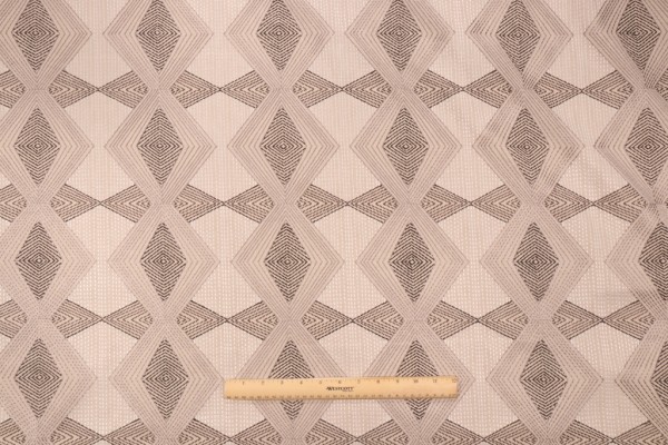 PK Lifestyles Diamond Dash Emb Embroidered Drapery Fabric in Dune
