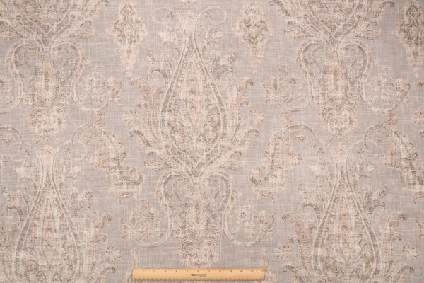 P Kaufmann Fair Trade Printed Linen Blend Drapery Fabric in Thunder