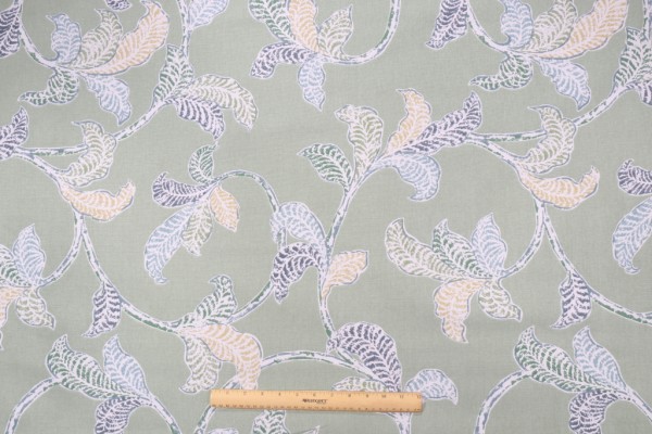 Robert Allen Rosemaling Printed Cotton Drapery Fabric in Grassland