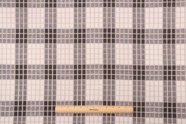 Click for 1.38 Yards Waverly Cozy Plaid Chenille Upholstery Fabric in Domino Waverly Cozy Plaid Chenille Upholstery Fabric in Domino