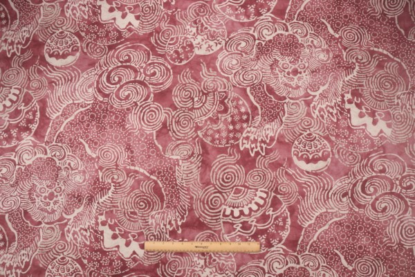 P Kaufmann Temple Lion Printed Cotton Drapery Fabric in Claret