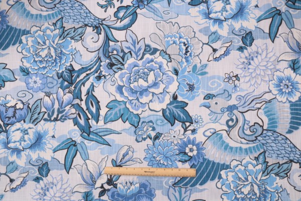 Kaufmann Lushan Garden Printed Cotton Drapery Fabric in Twilight
