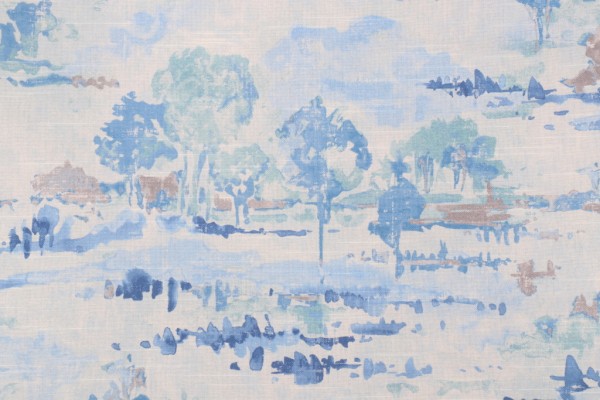 Waverly Imagery Printed Cotton Drapery Fabric in Sky