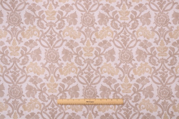 Waverly Anika Printed Cotton Drapery Fabric in Flax