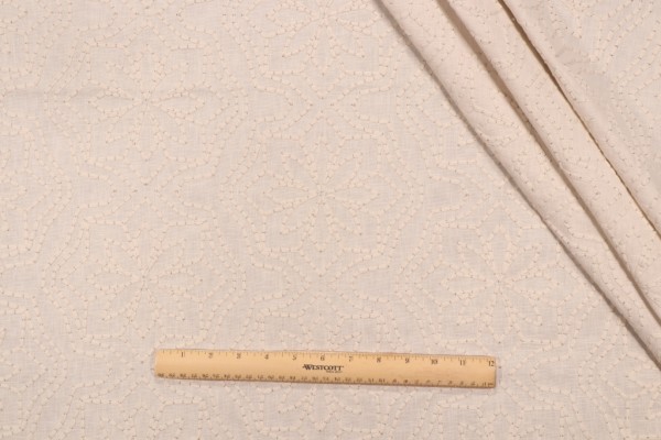 Valiant Fabrics Alpine Embroidered Drapery Fabric in Beige