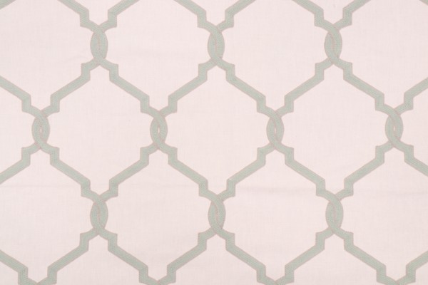 Valiant Fabrics Lariat Embroidered Drapery Fabric in Spa