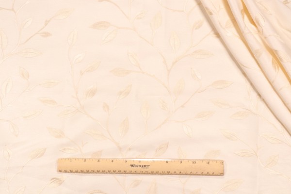 Valiant Fabrics Capri Embroidered Drapery Fabric in Cream
