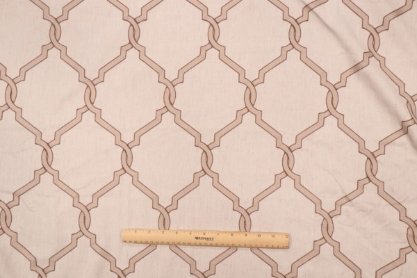 Valiant Fabrics Lariat Embroidered Drapery Fabric in Linen
