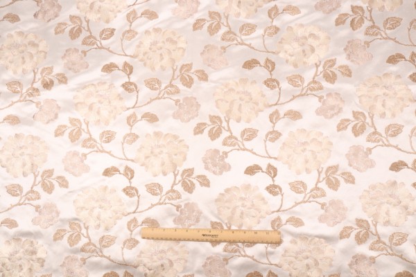 Valiant Fabrics Jacqueline Embroidered Drapery Fabric in Oyster