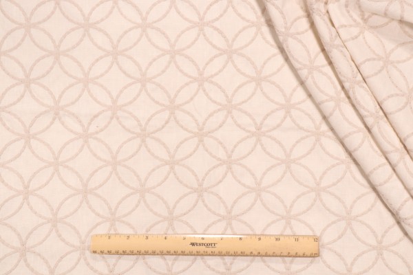 Valiant Fabrics Cycle Embroidered Drapery Fabric in Fawn