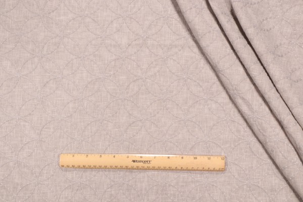Valiant Fabrics Cycle Embroidered Drapery Fabric in Platinum